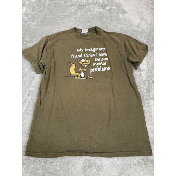 Vintage Y2K Comedy Short Sleeve T Shirt Men's Size Medium Green - Picture 1 of 10